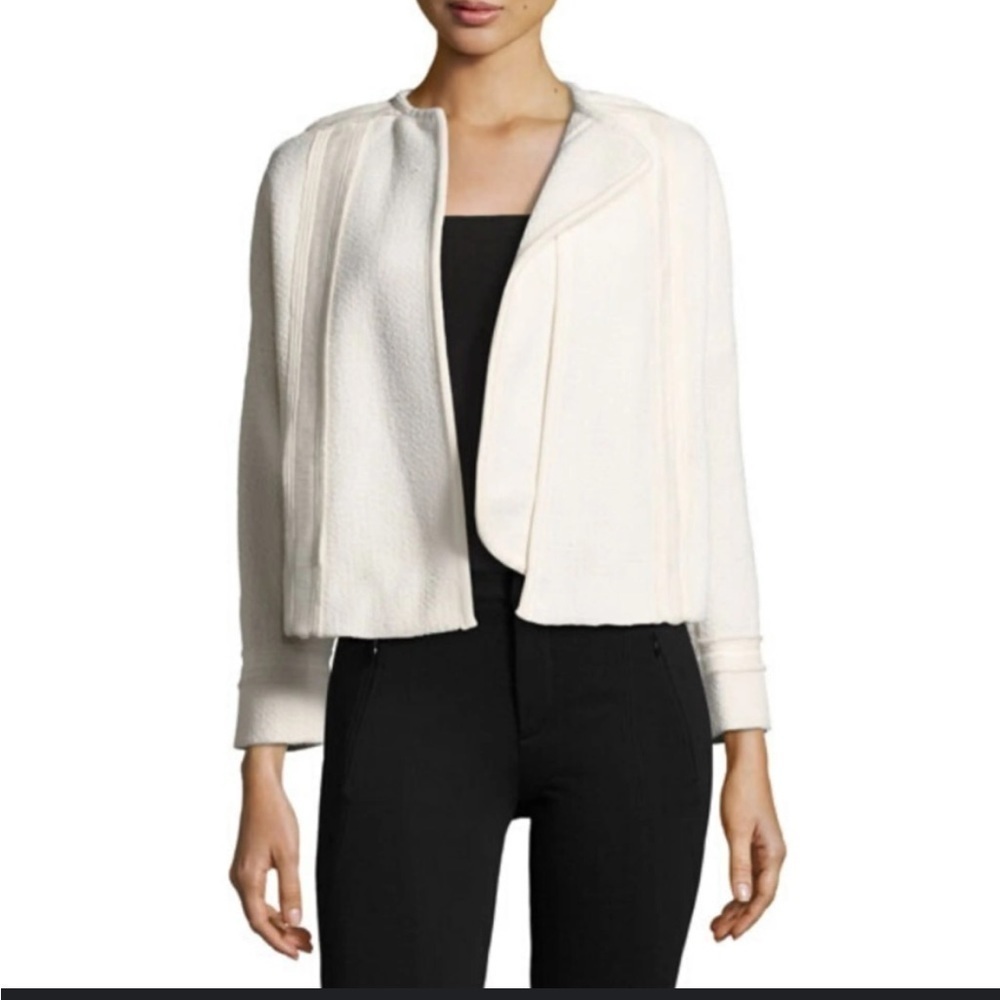 Vince Modele Cream Open Front Collarless Blazer Size 2